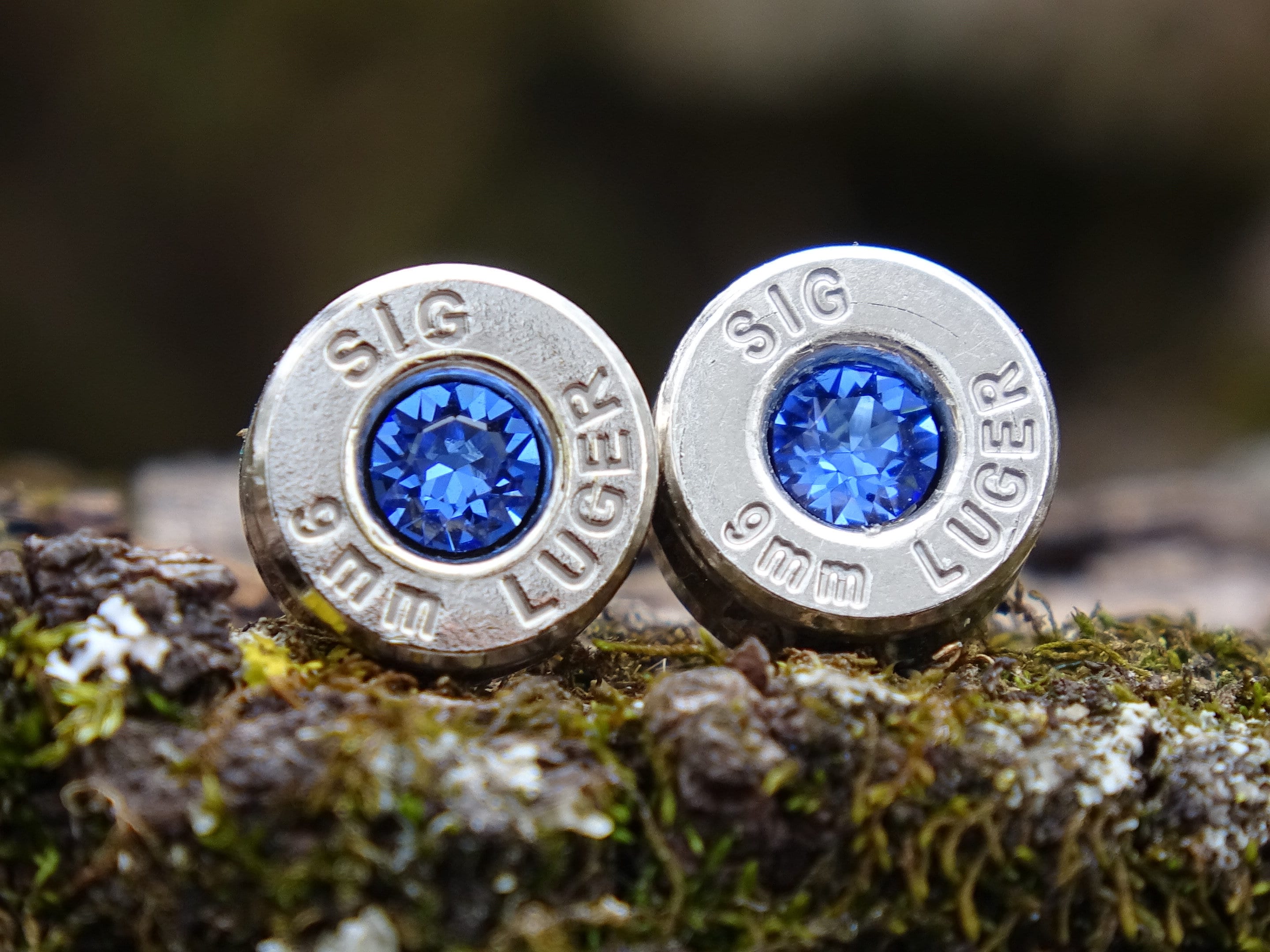 Bullet earrings 9mm sapphire (etsy image id: 4899150839)