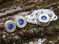 Bullet Necklace pendant & earring set 9mm sapphire (etsy image id: 4899158199)