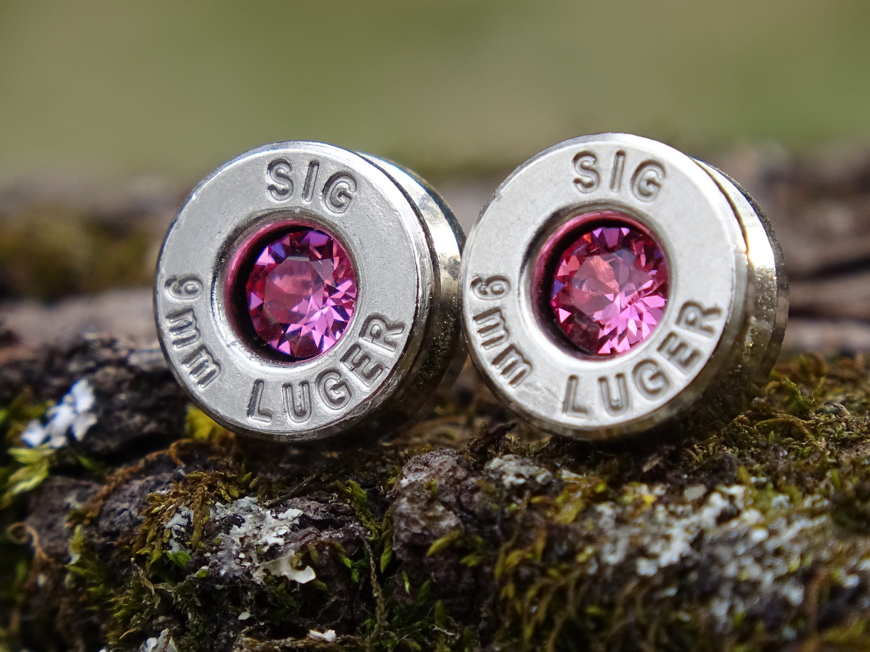 Bullet earrings 9mm pink tourmaline (etsy image id: 4899164449)