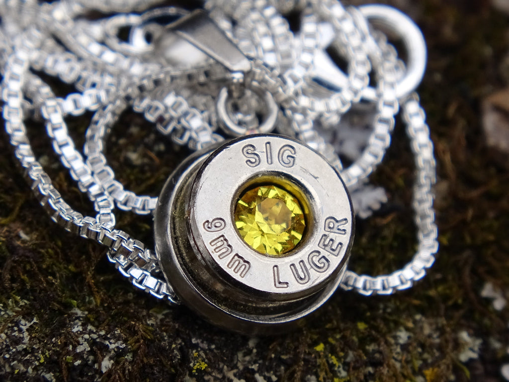 Bullet Necklace pendant 9mm citrine (etsy image id: 4899217553)