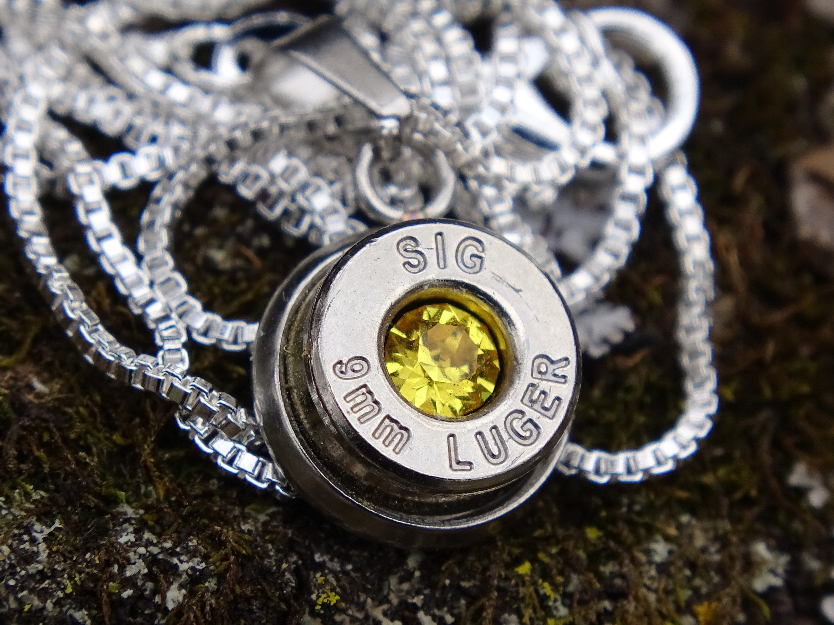 Bullet Necklace pendant & earring set 9mm citrine (etsy image id: 4899228291)