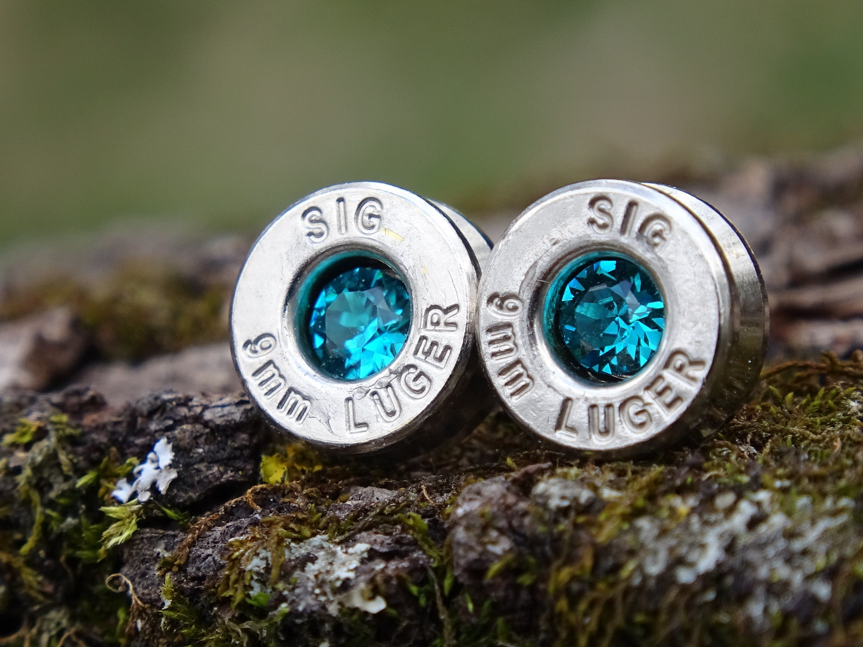 Bullet earrings 9mm blue zircon (etsy image id: 4899248295)
