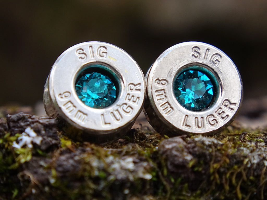 Bullet Necklace pendant & earring set 9mm Blue zircon (etsy image id: 4899258159)