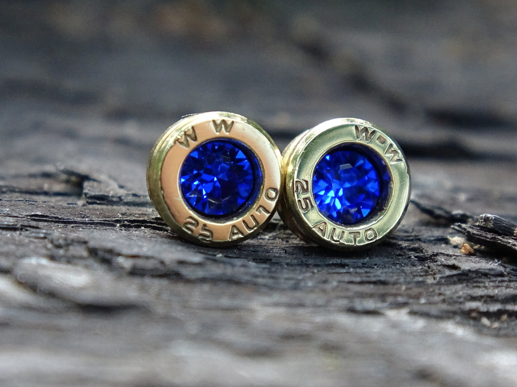 Racquel Blue "Limited Edition" Bullet earrings 25 ACP brass (etsy image id: 4971323032)