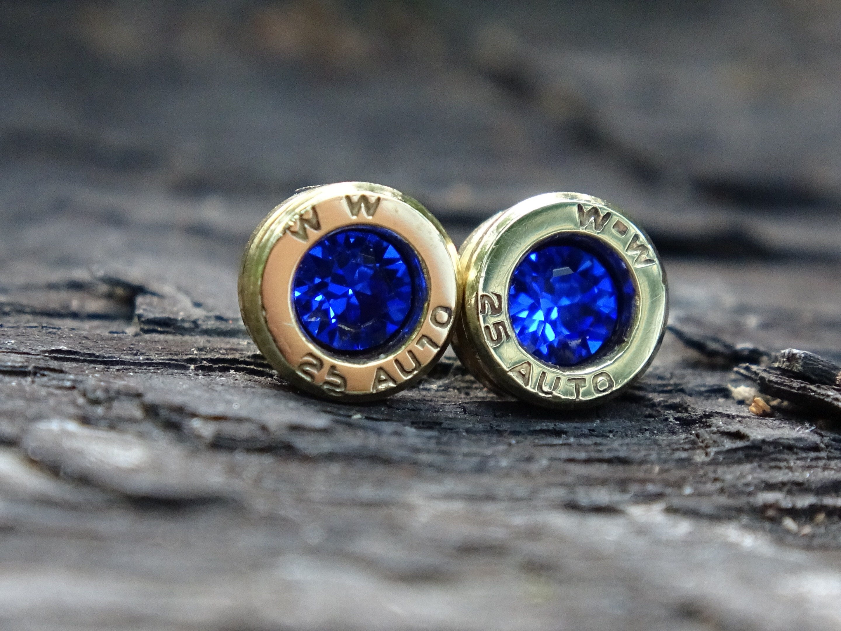 Racquel Blue "Limited Edition" Bullet earrings 25 ACP brass (etsy image id: 4971323032)