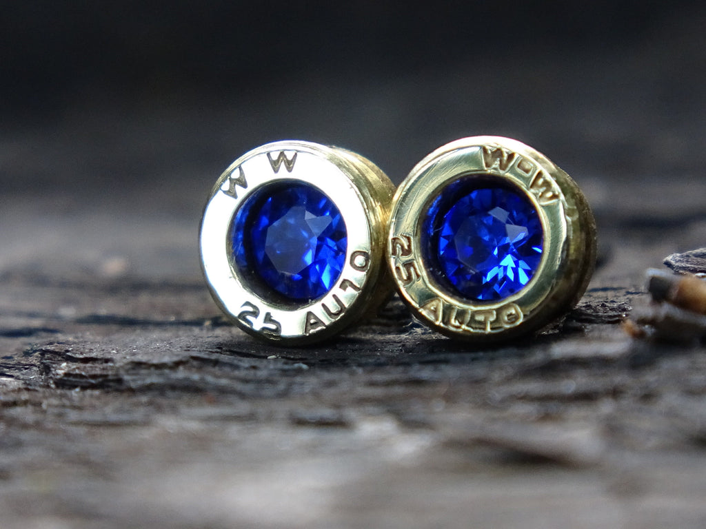 Racquel Blue "Limited Edition" Bullet earrings 25 ACP brass (etsy image id: 4971323232)