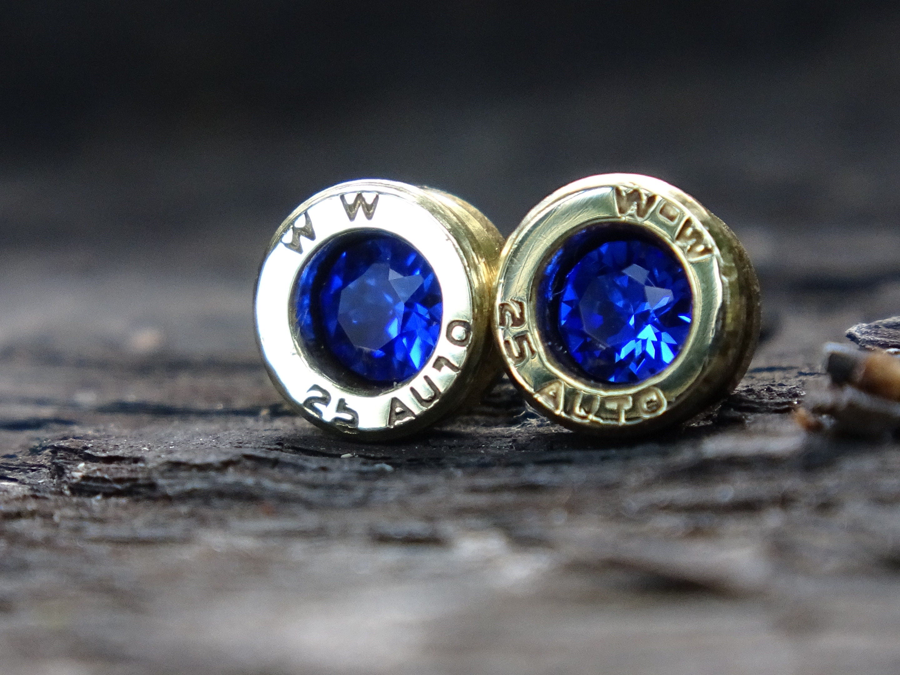 Racquel Blue "Limited Edition" Bullet earrings 25 ACP brass (etsy image id: 4971323232)