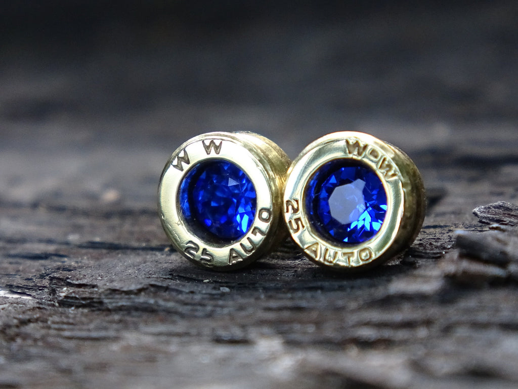 Racquel Blue "Limited Edition" Bullet earrings 25 ACP brass (etsy image id: 4971323522)