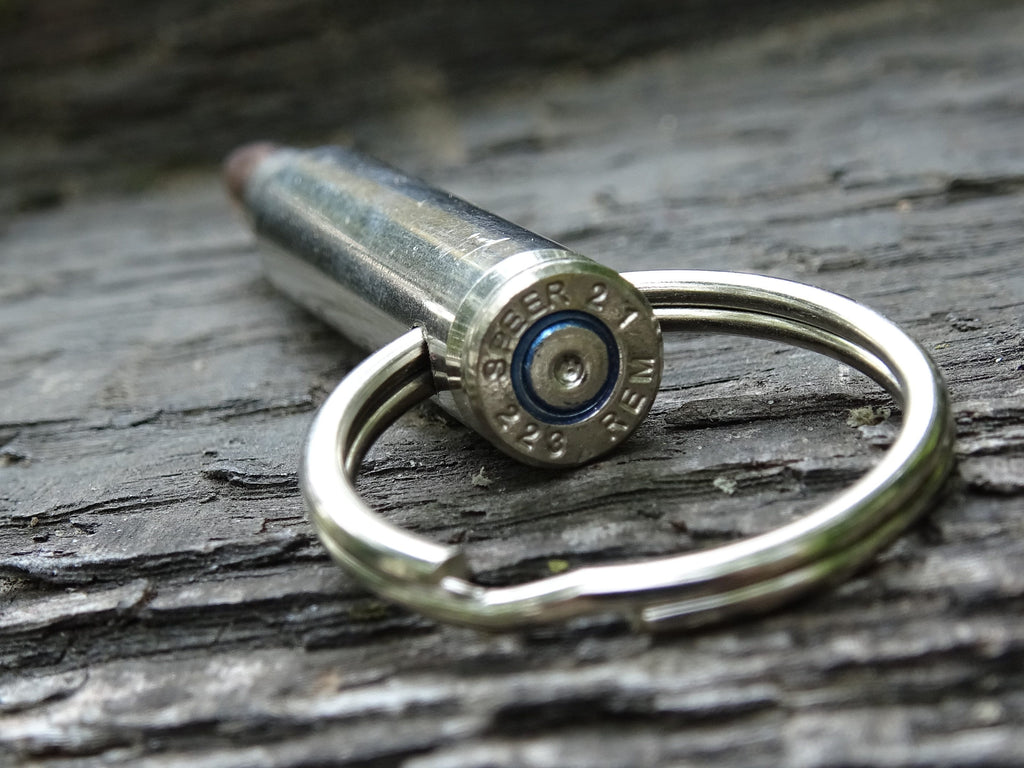 223 Bullet Keychain Nickel 55gn FMJ (etsy image id: 5015517330)