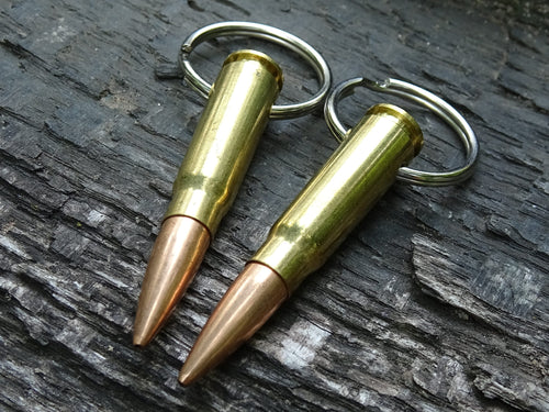 7.62x39 AK-47 Bullet Nickel brass Keychain set of two (etsy image id: 5015607022)