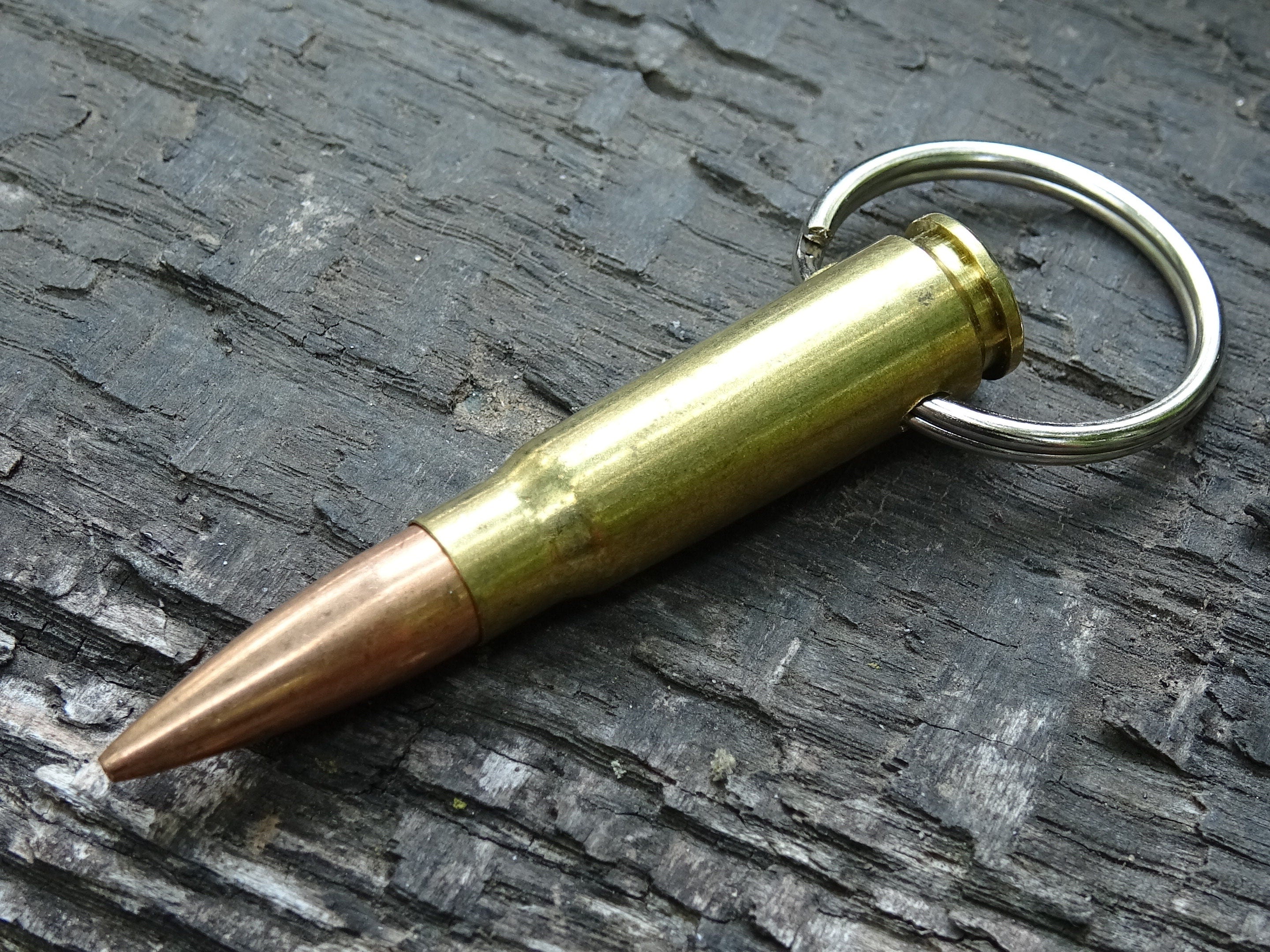 7.62x39 AK-47 Bullet Nickel brass Keychain set of two (etsy image id: 5015607502)