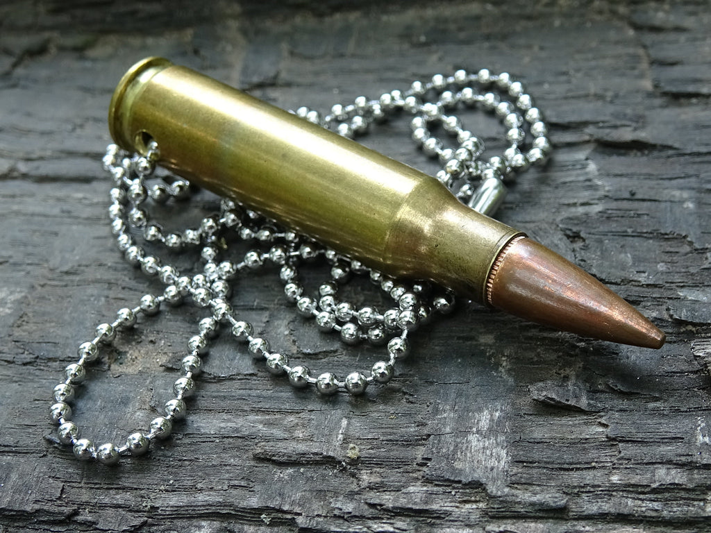 7.62x51/308 Bullet Necklace Brass 147gn FMJ __etsy:5015670612