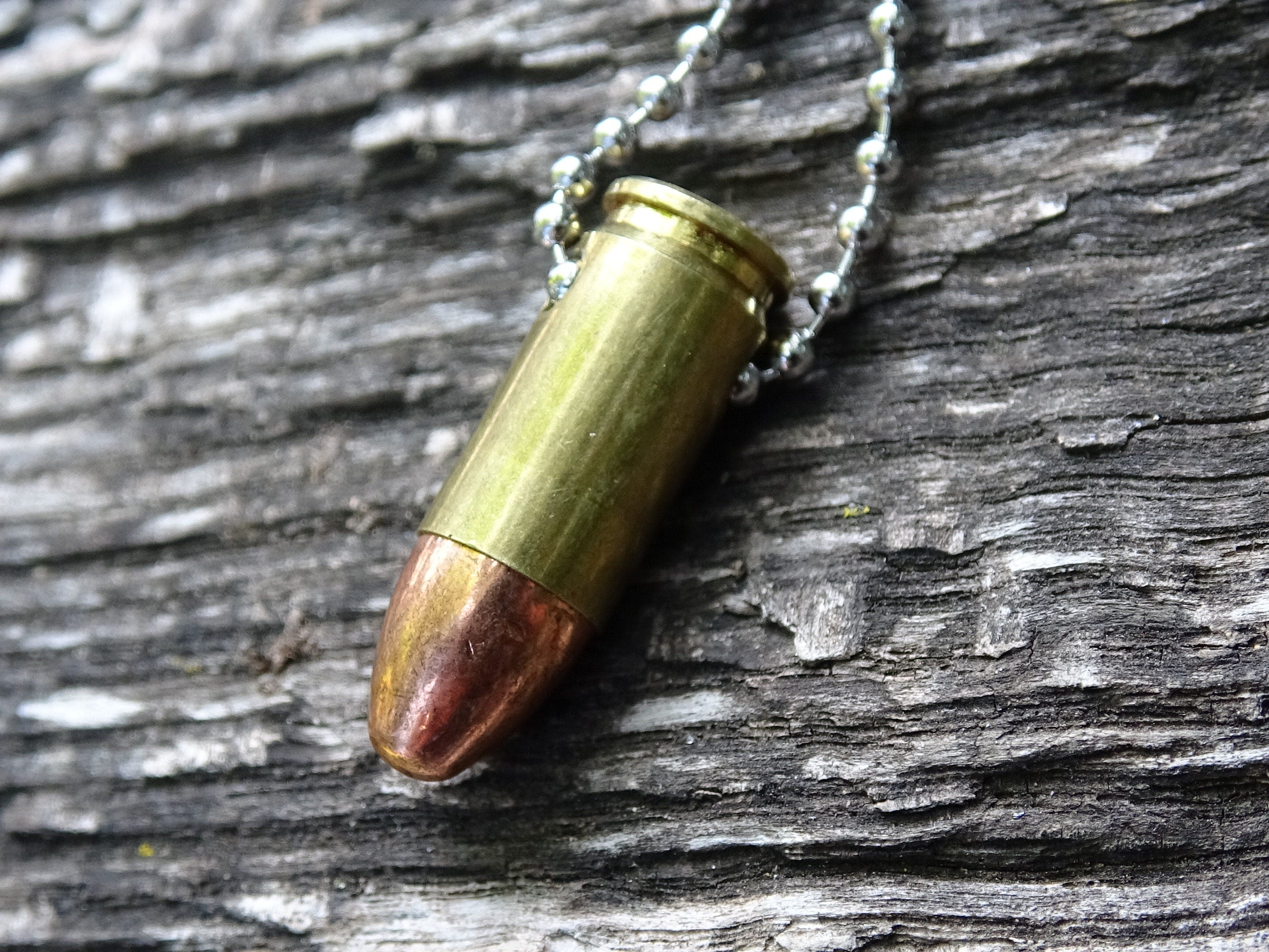 9mm Bullet Necklace Brass 115gn FMJ (etsy image id: 5016084736)