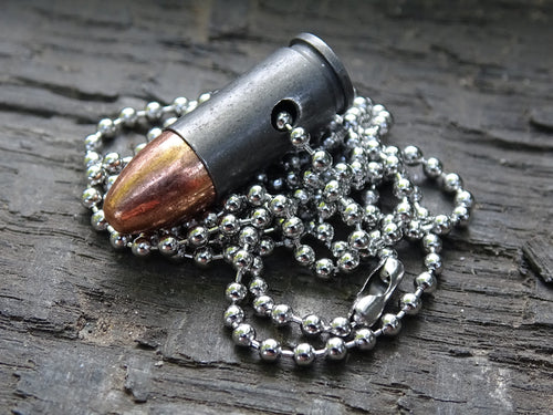 9mm Bullet Necklace steel 115gn FMJ (etsy image id: 5016089864)