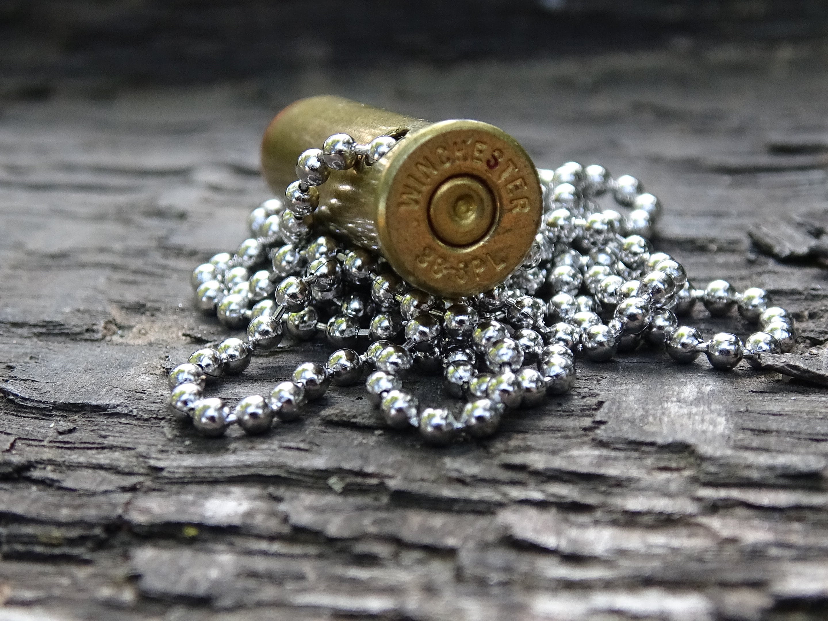 Fallout pipe rifle 38 special Bullet Necklace Brass 124gn FMJ (etsy image id: 5016093696)