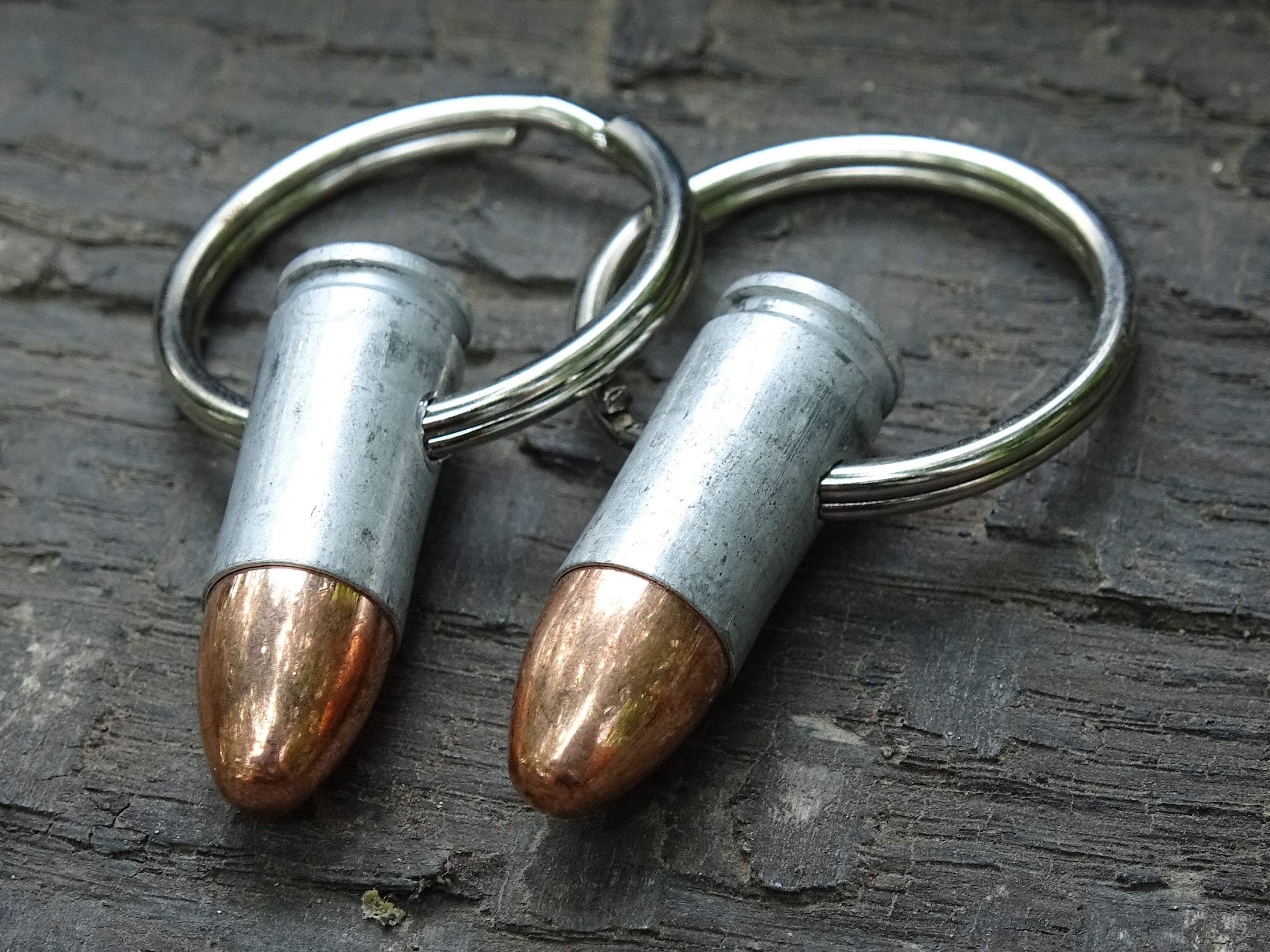Bullet Keychain 9mm set of two mat aluminum (etsy image id: 5063589823)
