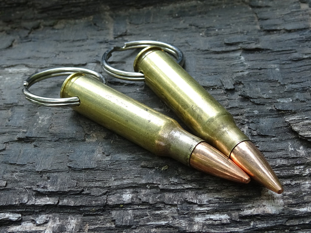 7.62x51/308 Bullet Nickel brass Keychain set of two (etsy image id: 5063884191)