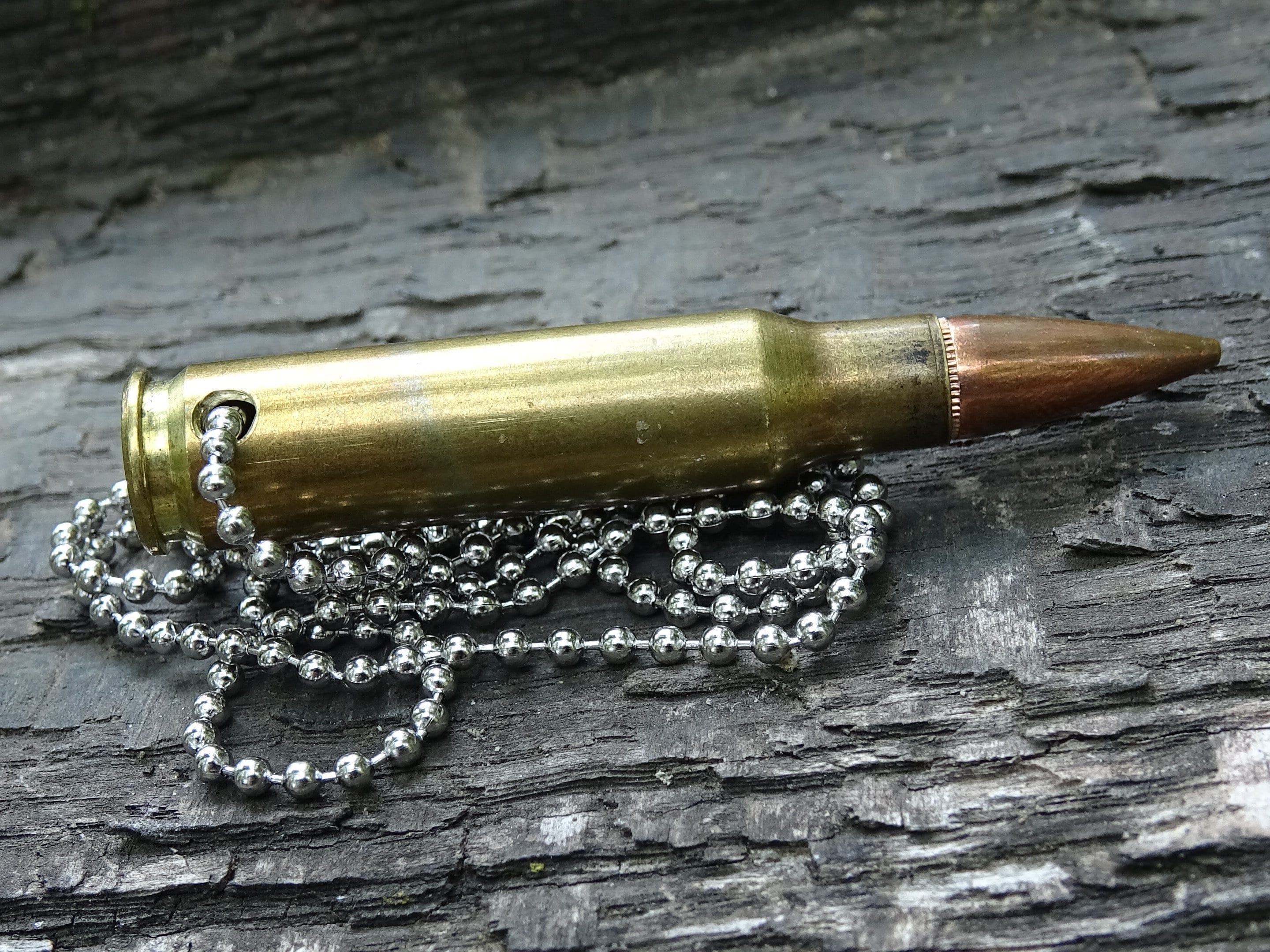 7.62x51/308 Bullet Necklace Brass 147gn FMJ __etsy:5063899443