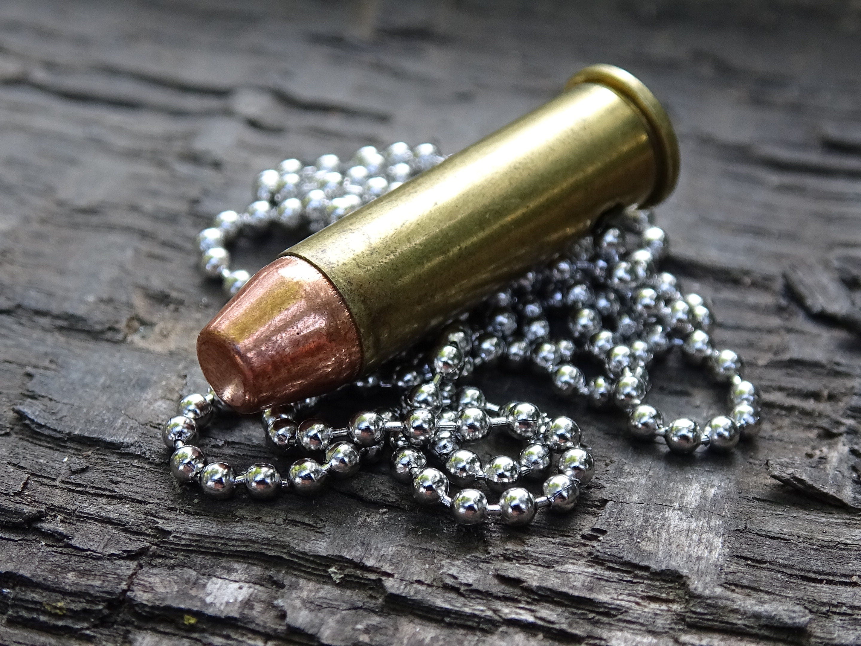 Fallout pipe rifle 38 special Bullet Necklace Brass 124gn FMJ (etsy image id: 5064324315)