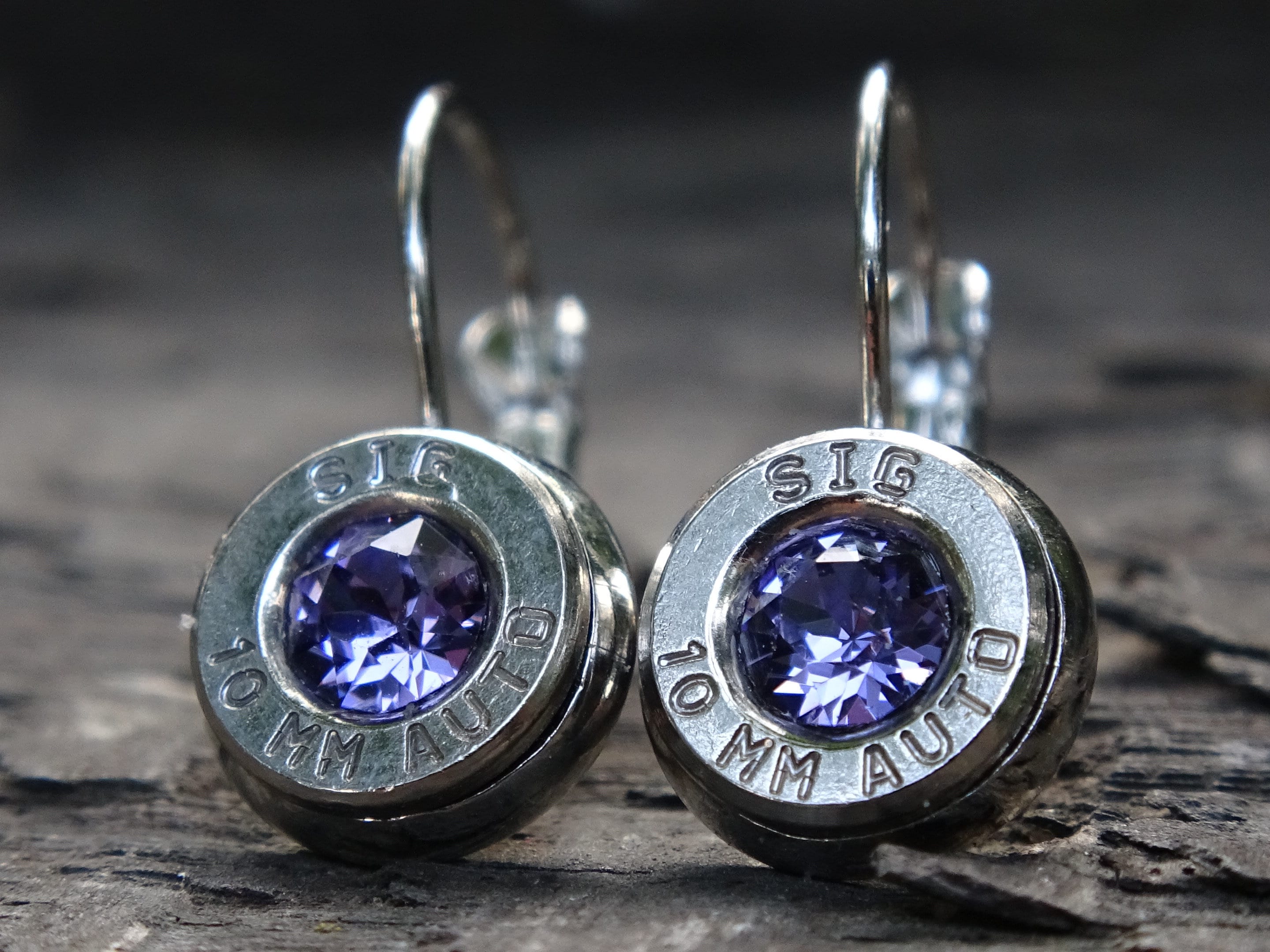 Bullet earrings 10mm lever back Tanzanite (etsy image id: 5105727398)