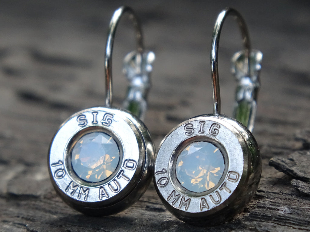 Lever back bullet earrings 10mm auto Opal (etsy image id: 5105762982)