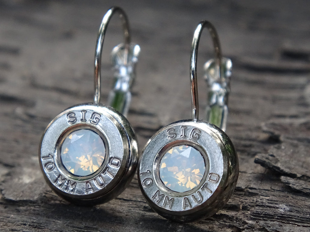 Lever back bullet earrings 10mm auto Opal (etsy image id: 5105763178)