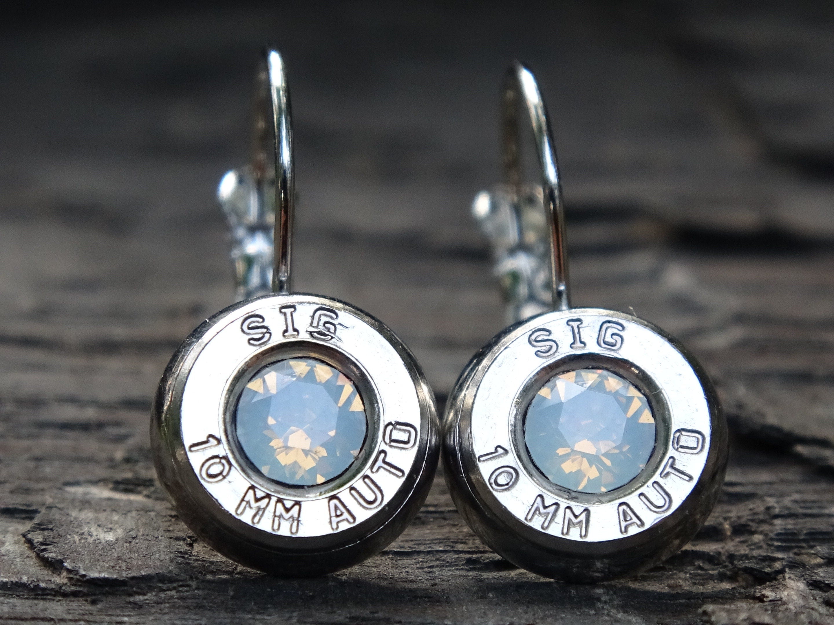 Lever back bullet earrings 10mm auto Opal (etsy image id: 5105763422)