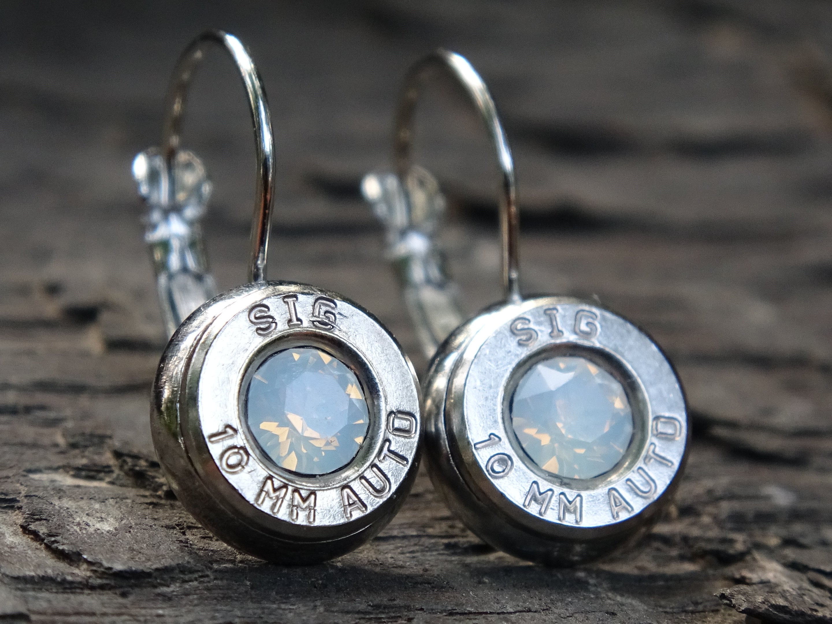 Lever back bullet earrings 10mm auto Opal (etsy image id: 5105763724)