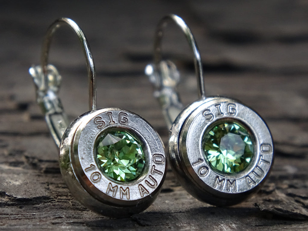 Lever back bullet earrings 10mm Peridot (etsy image id: 5105842528)