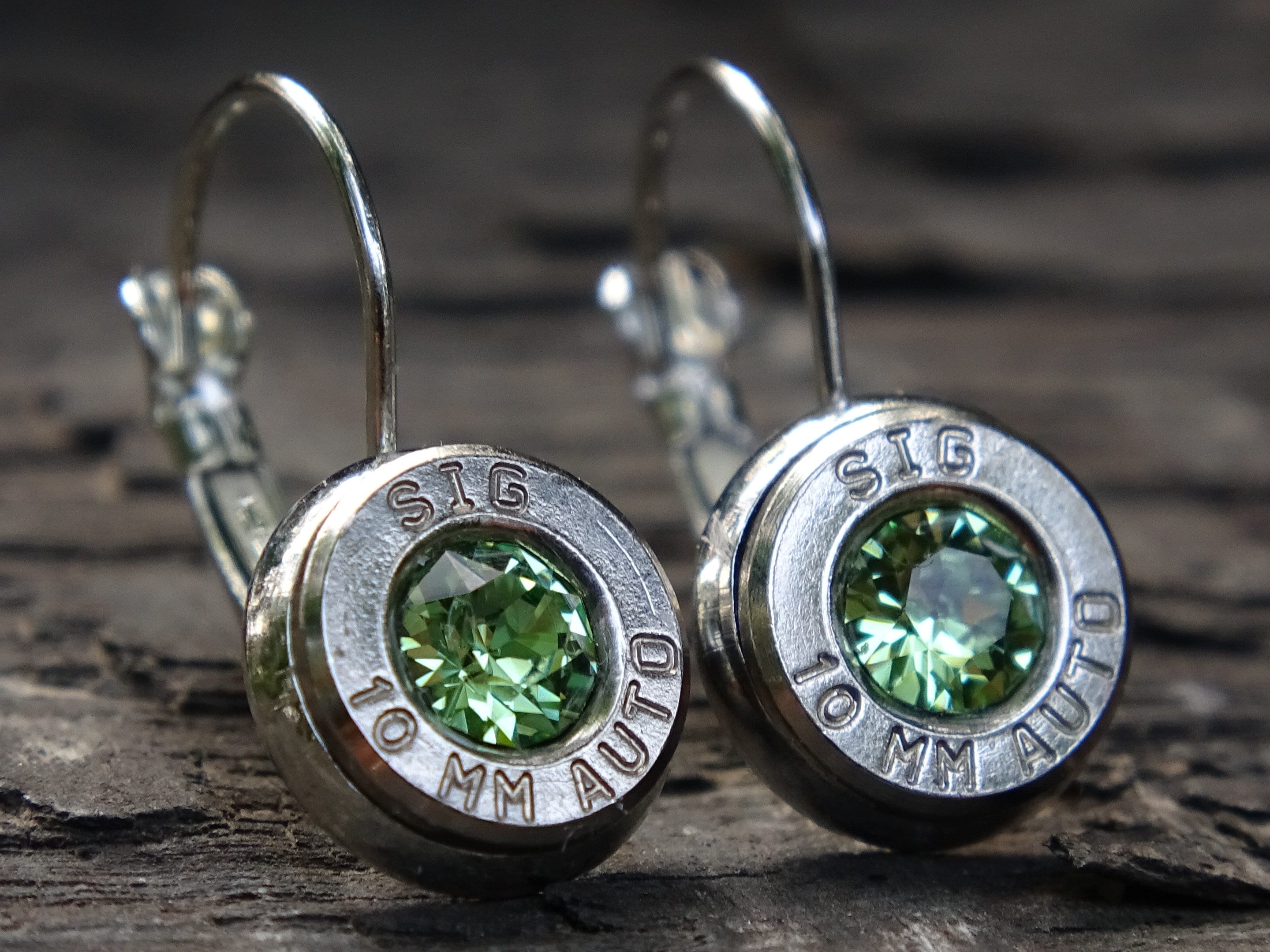 Lever back bullet earrings 10mm Peridot (etsy image id: 5105842528)