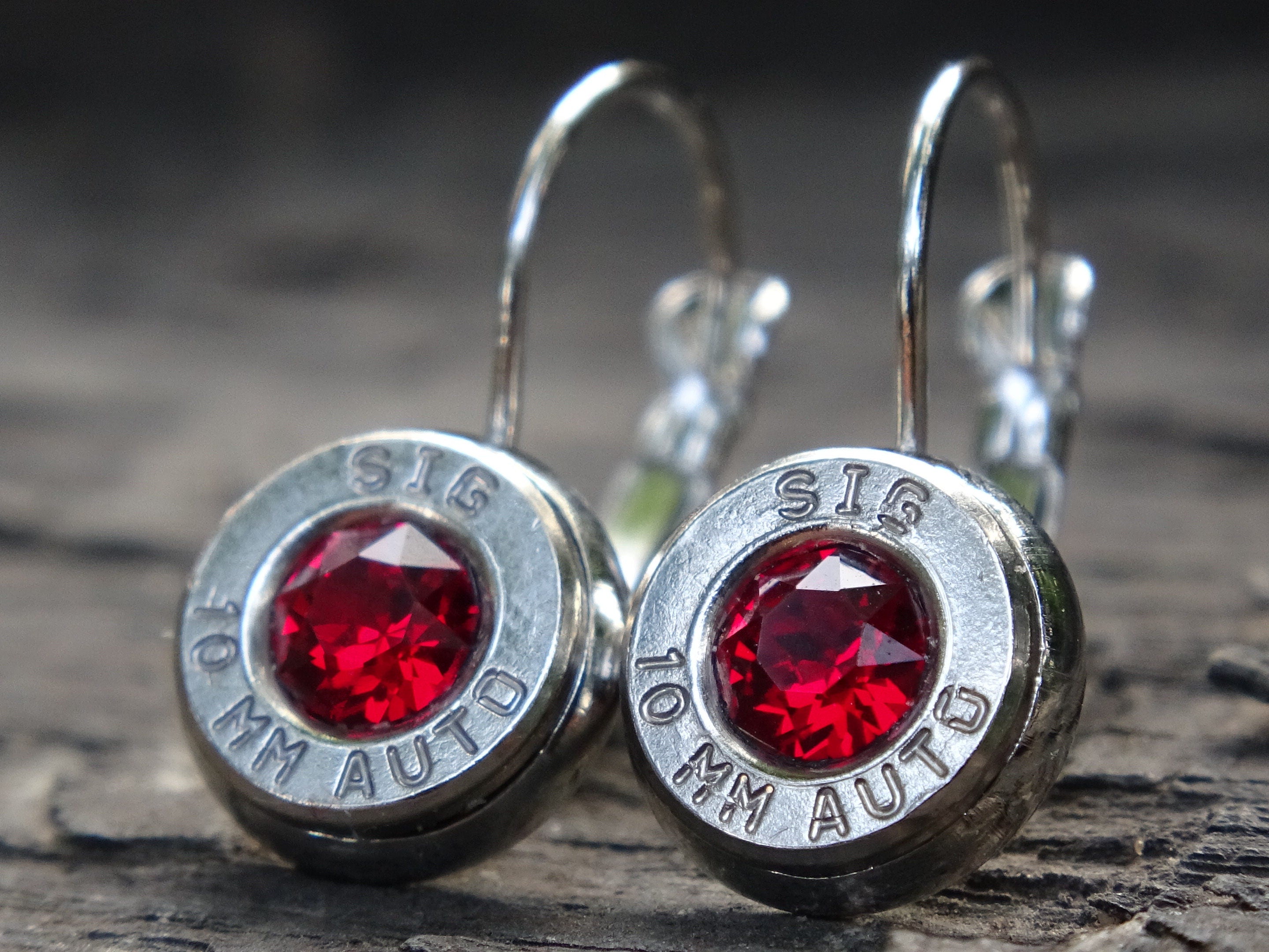 Lever back bullet earrings 10mm Garnet (etsy image id: 5105854740)