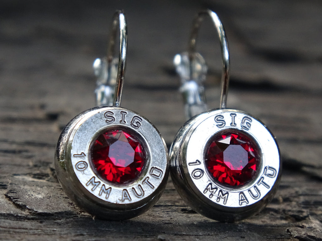 Lever back bullet earrings 10mm Garnet (etsy image id: 5105855194)