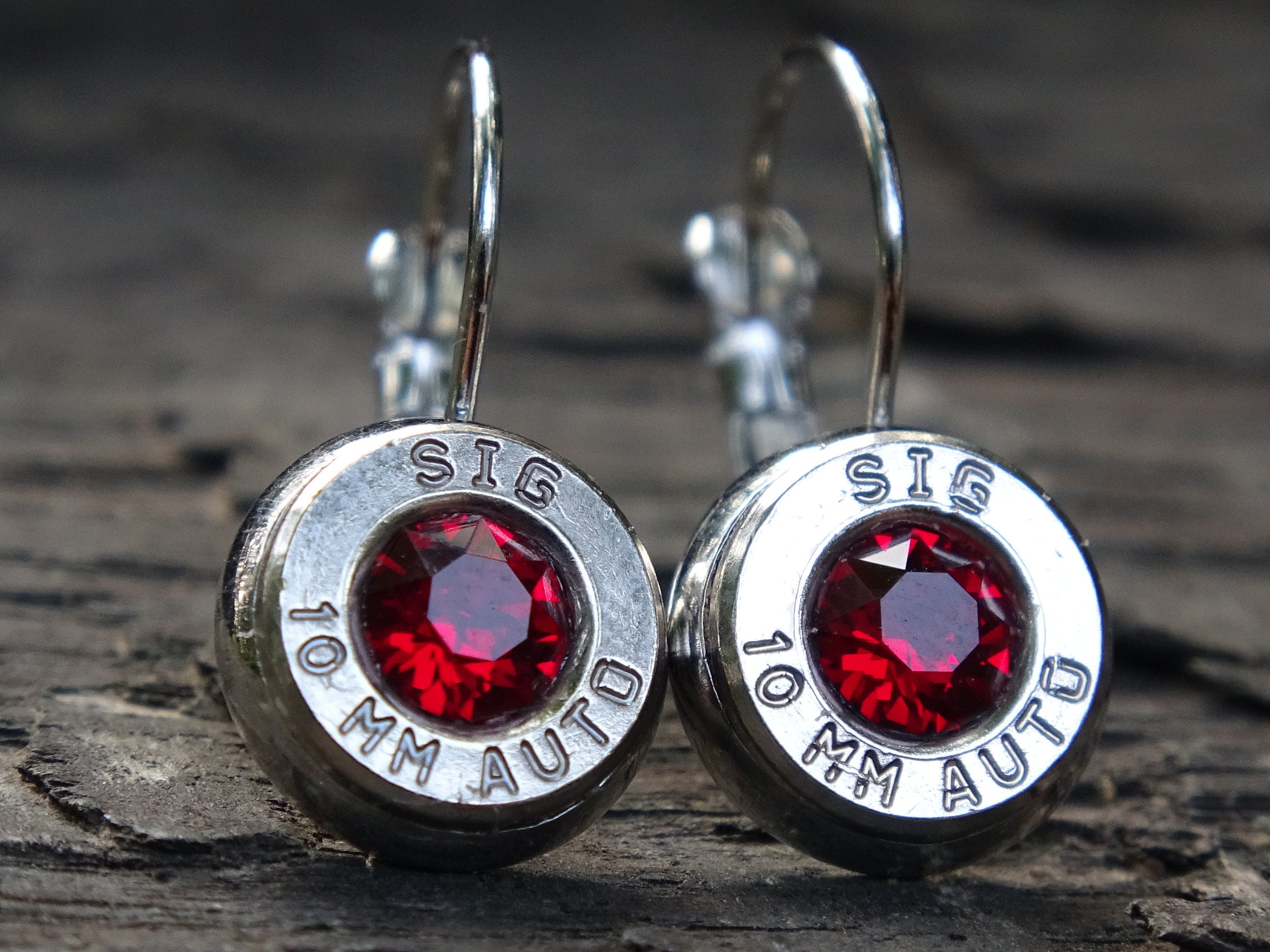 Lever back bullet earrings 10mm Garnet (etsy image id: 5105855194)