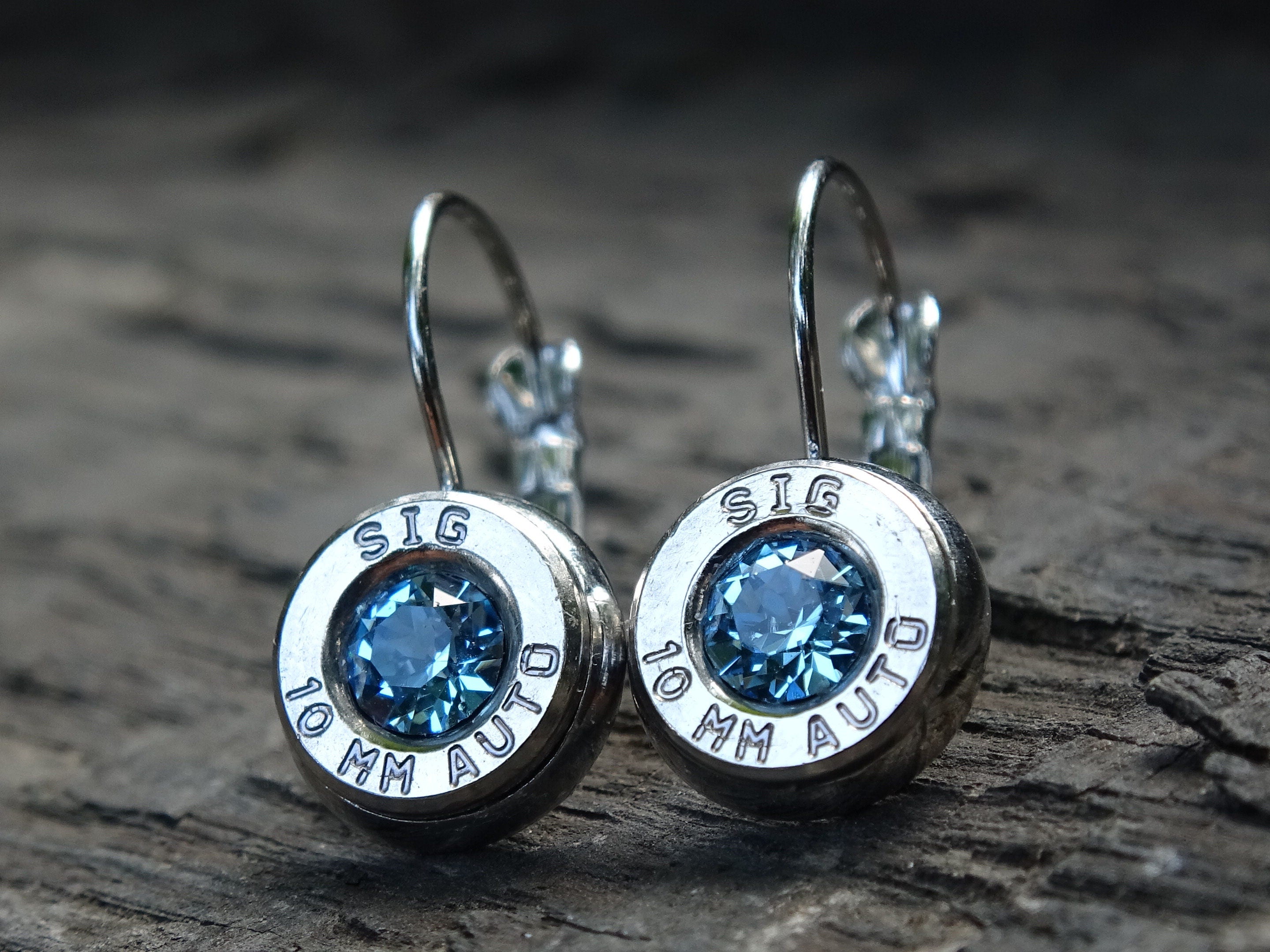 Lever back bullet earrings 10mm Clear Aquamarine (etsy image id: 5105879432)