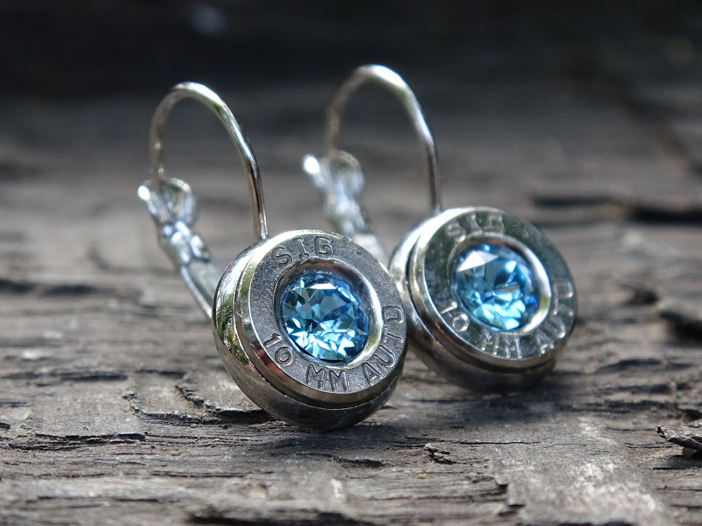 Lever back bullet earrings 10mm Clear Aquamarine (etsy image id: 5105879572)