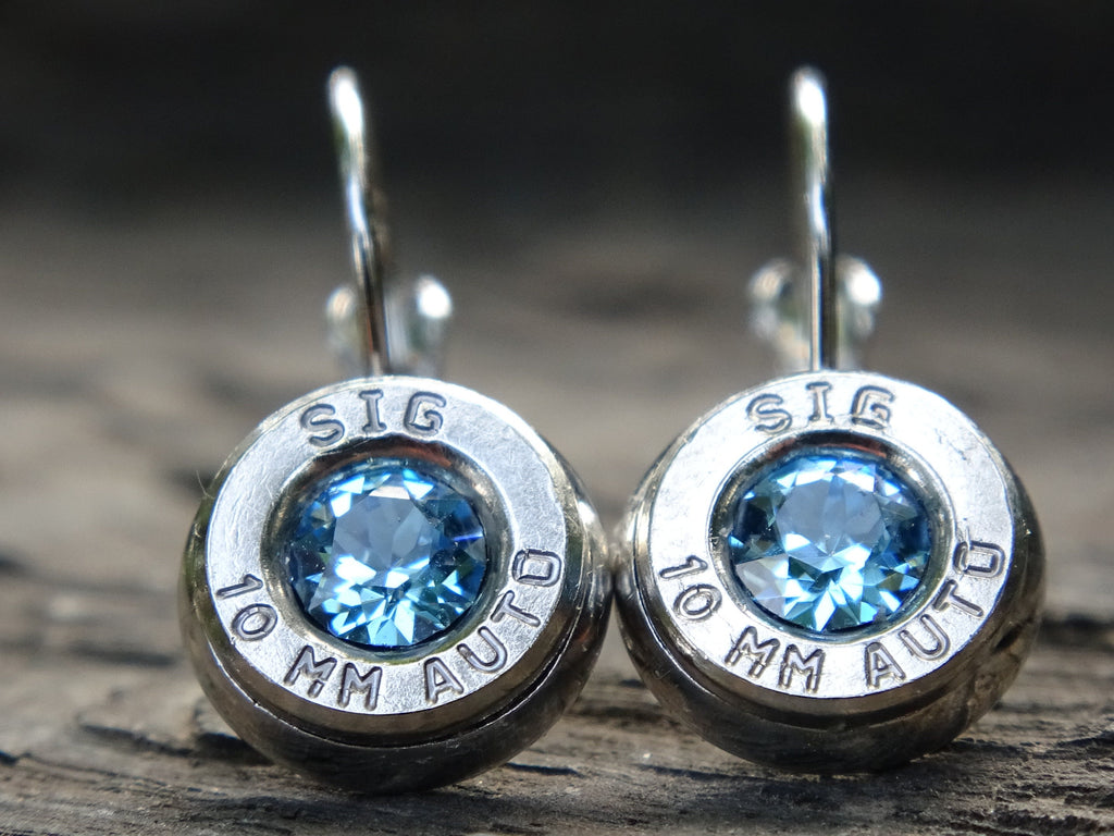 Lever back bullet earrings 10mm Clear Aquamarine (etsy image id: 5105879876)