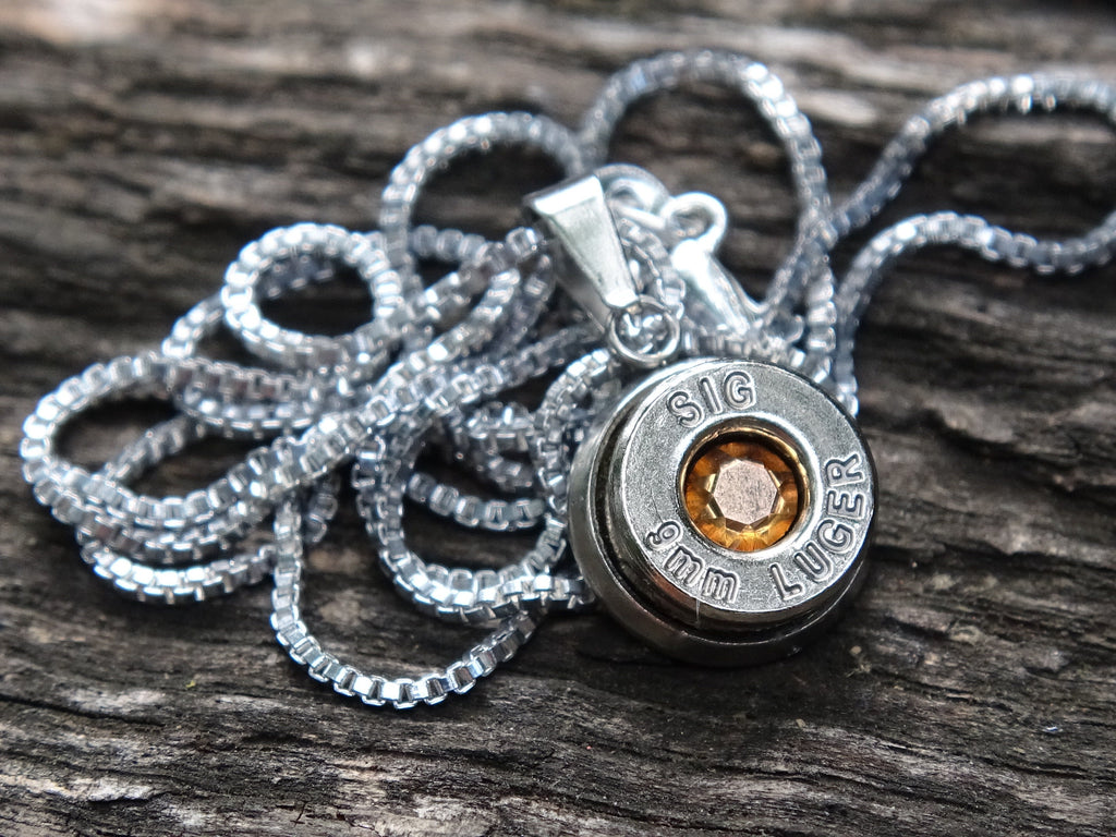 Bullet Necklace pendant & earring set 9mm Rose Gold (etsy image id: 5153924145)