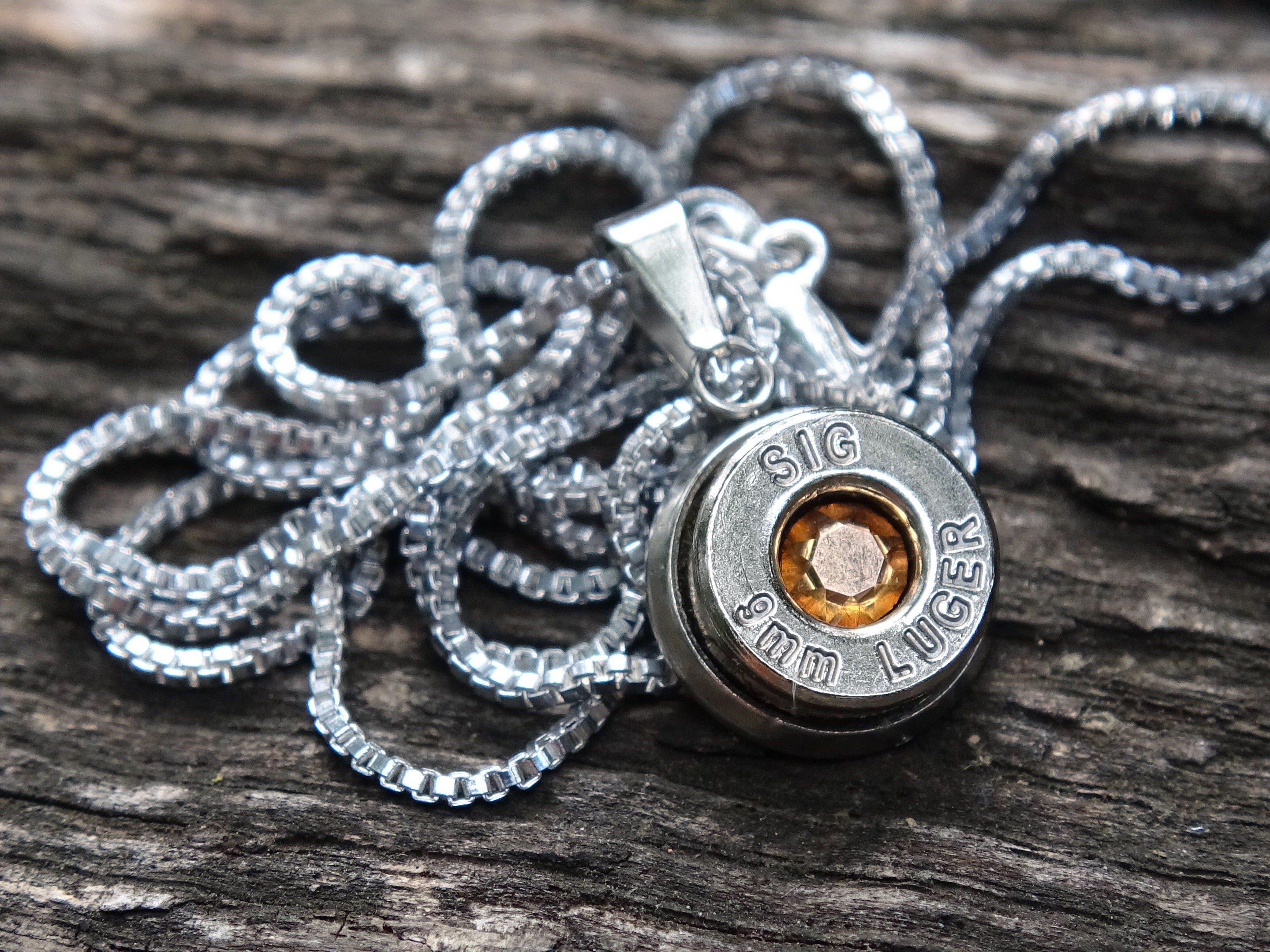 Bullet Necklace pendant & earring set 9mm Rose Gold (etsy image id: 5153924145)