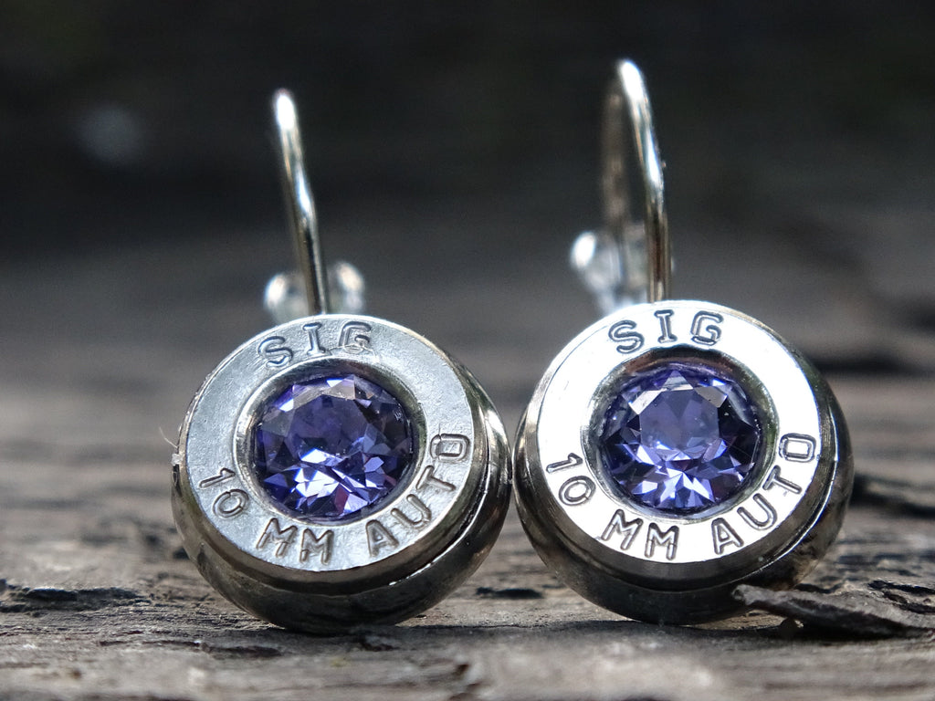 Bullet earrings 10mm lever back Tanzanite (etsy image id: 5153952003)