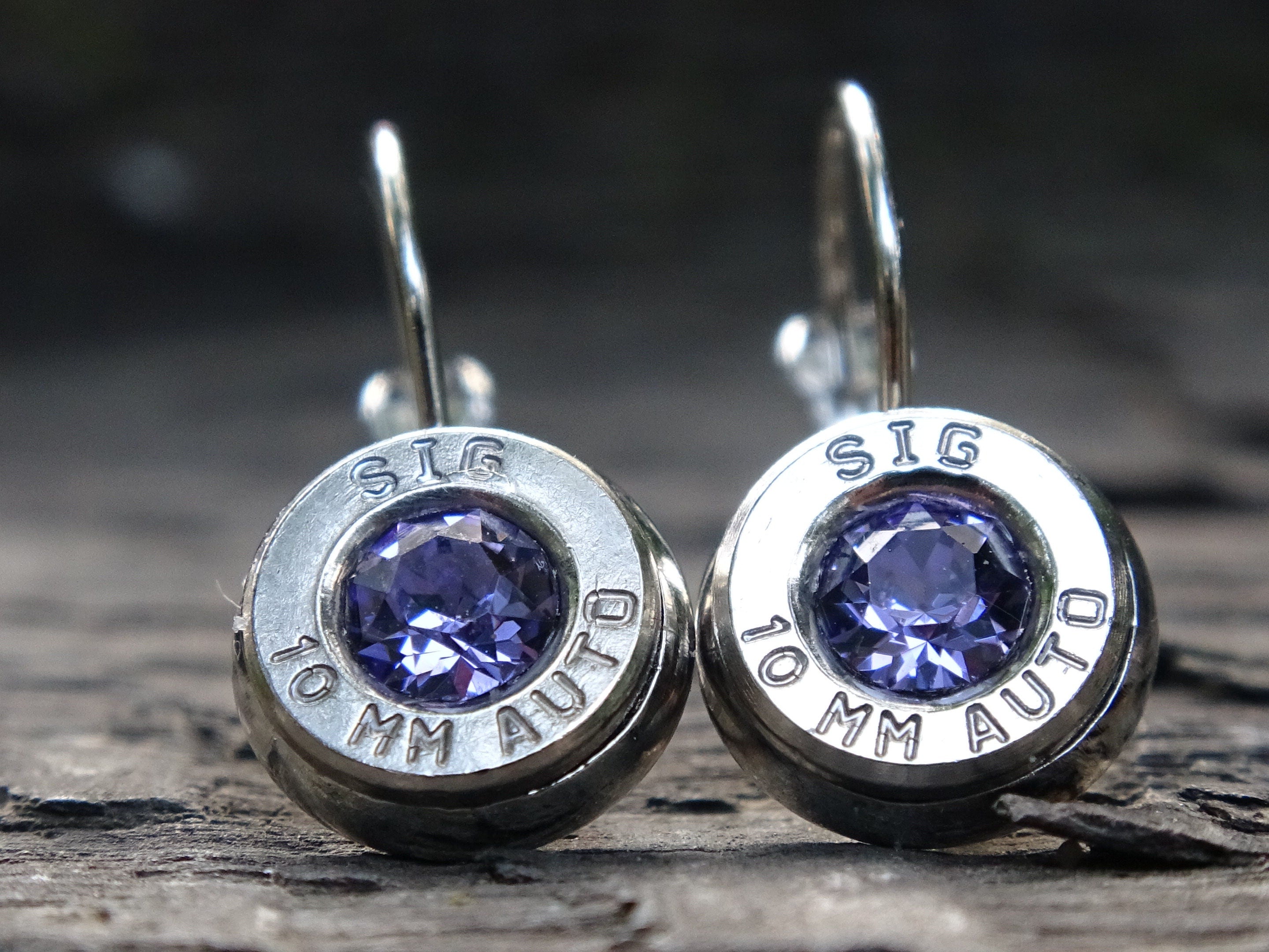 Bullet earrings 10mm lever back Tanzanite (etsy image id: 5153952003)