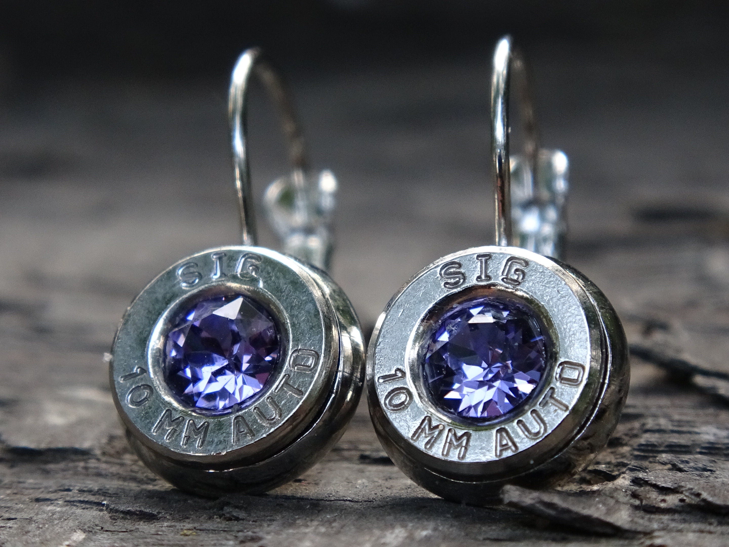 Lever back bullet earrings 10mm auto Tanzanite (etsy image id: 5153971311)