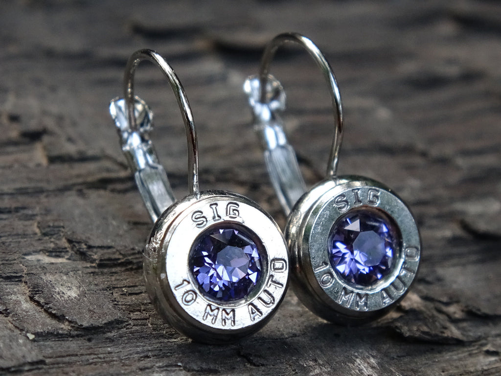 Lever back bullet earrings 10mm auto Tanzanite (etsy image id: 5153971869)