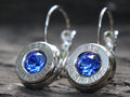 Lever back bullet earrings 10mm auto Sapphire (etsy image id: 5154049905)