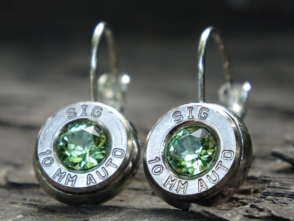 Lever back bullet earrings 10mm Peridot (etsy image id: 5154065355)