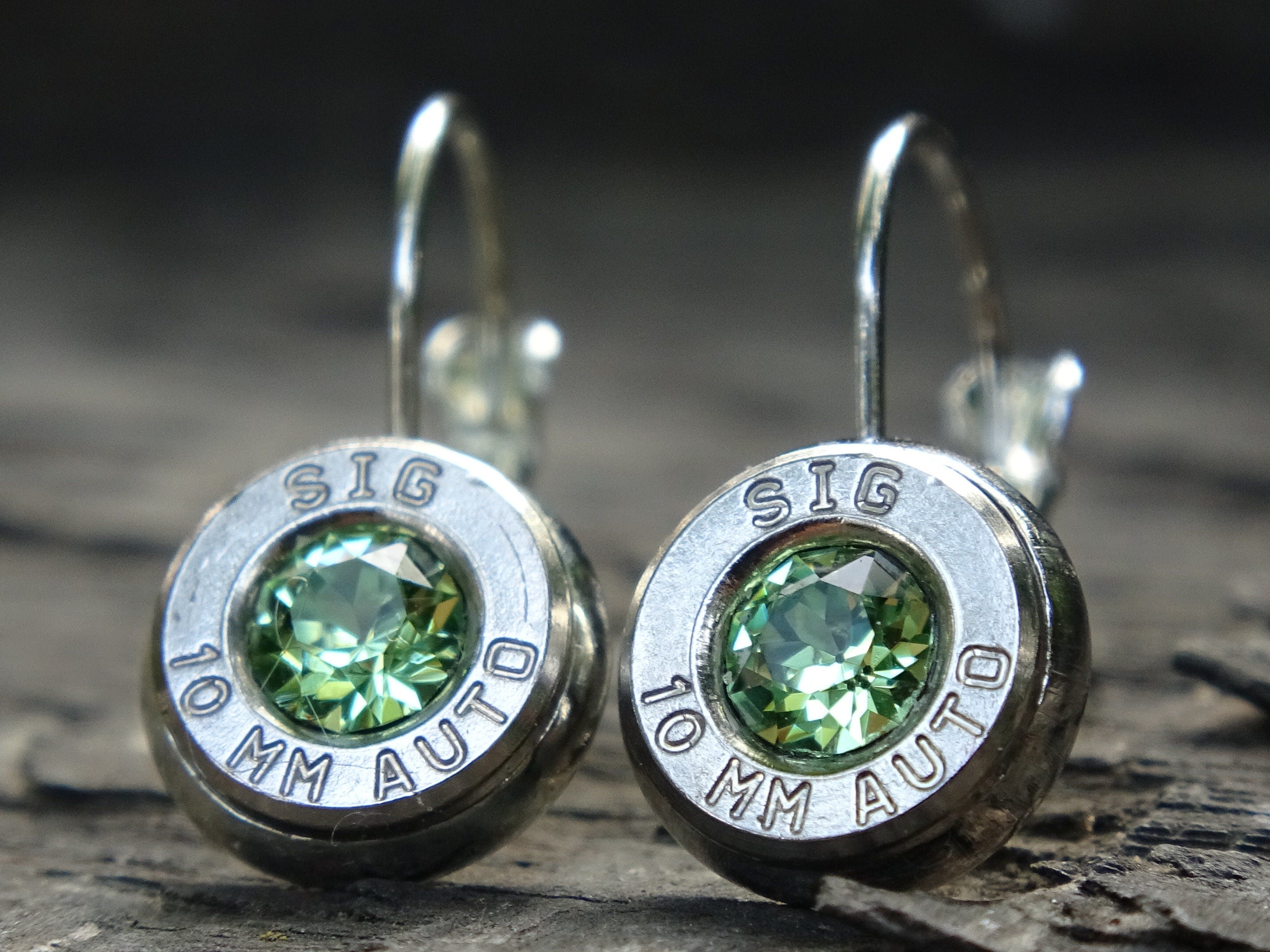 Lever back bullet earrings 10mm Peridot (etsy image id: 5154065355)