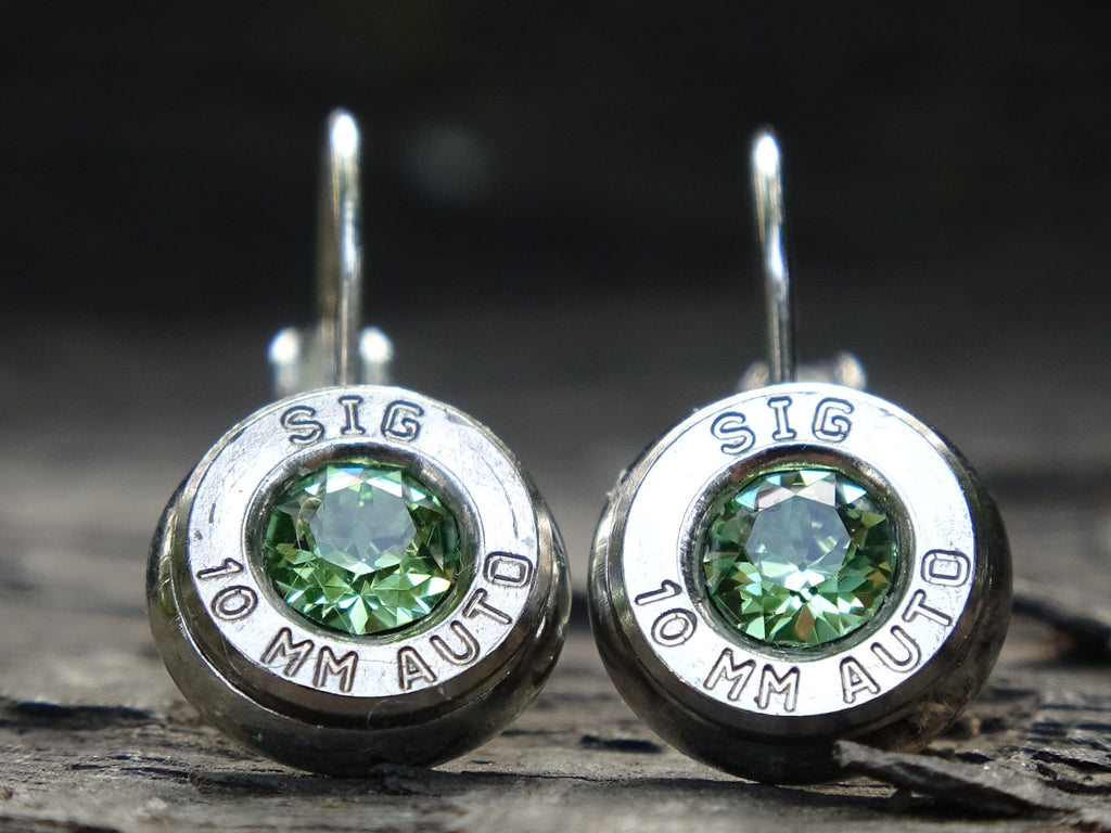 Lever back bullet earrings 10mm Peridot (etsy image id: 5154065589)