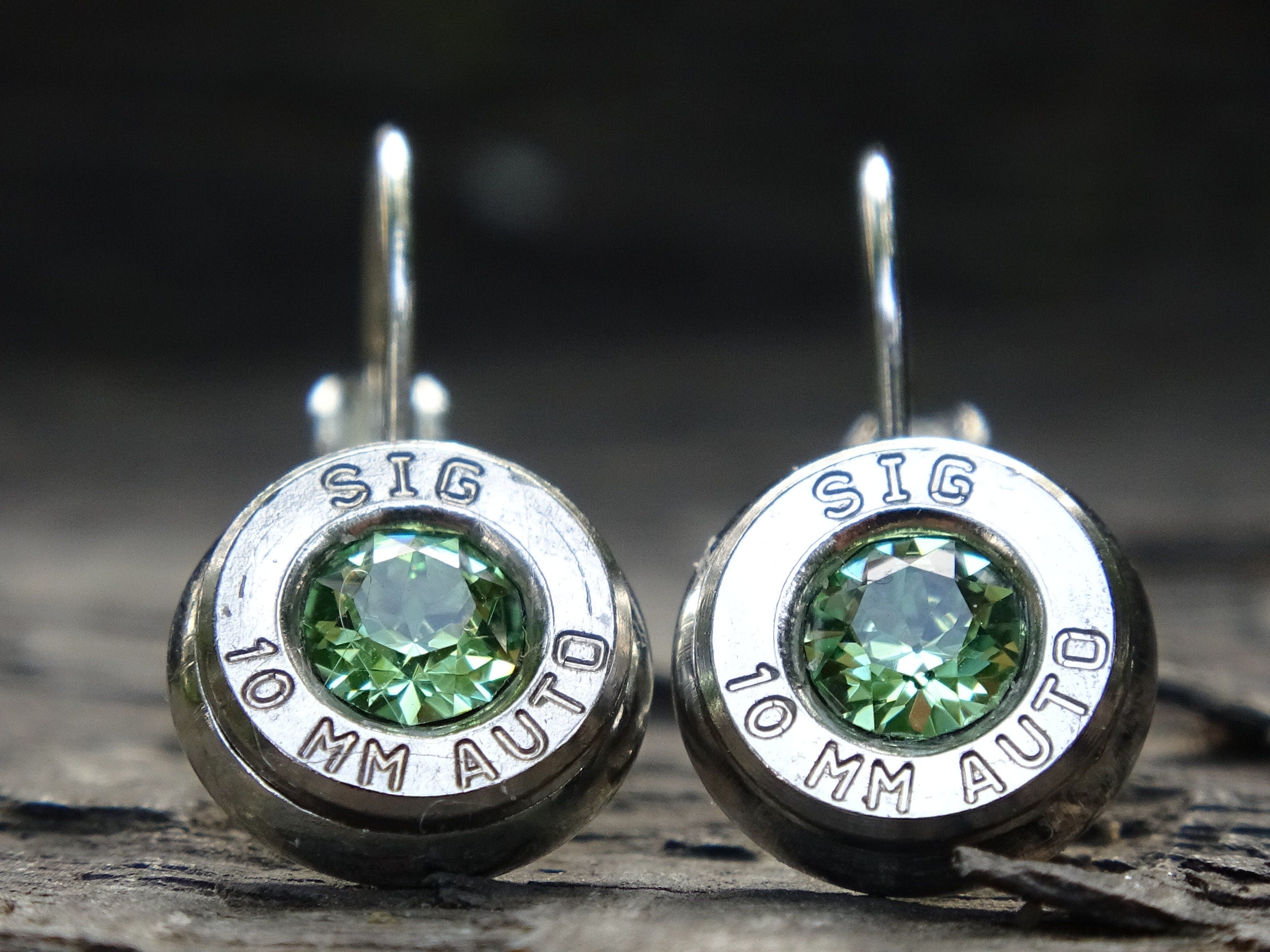 Lever back bullet earrings 10mm Peridot (etsy image id: 5154065589)