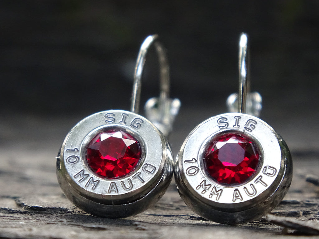 Lever back bullet earrings 10mm Garnet (etsy image id: 5154078445)