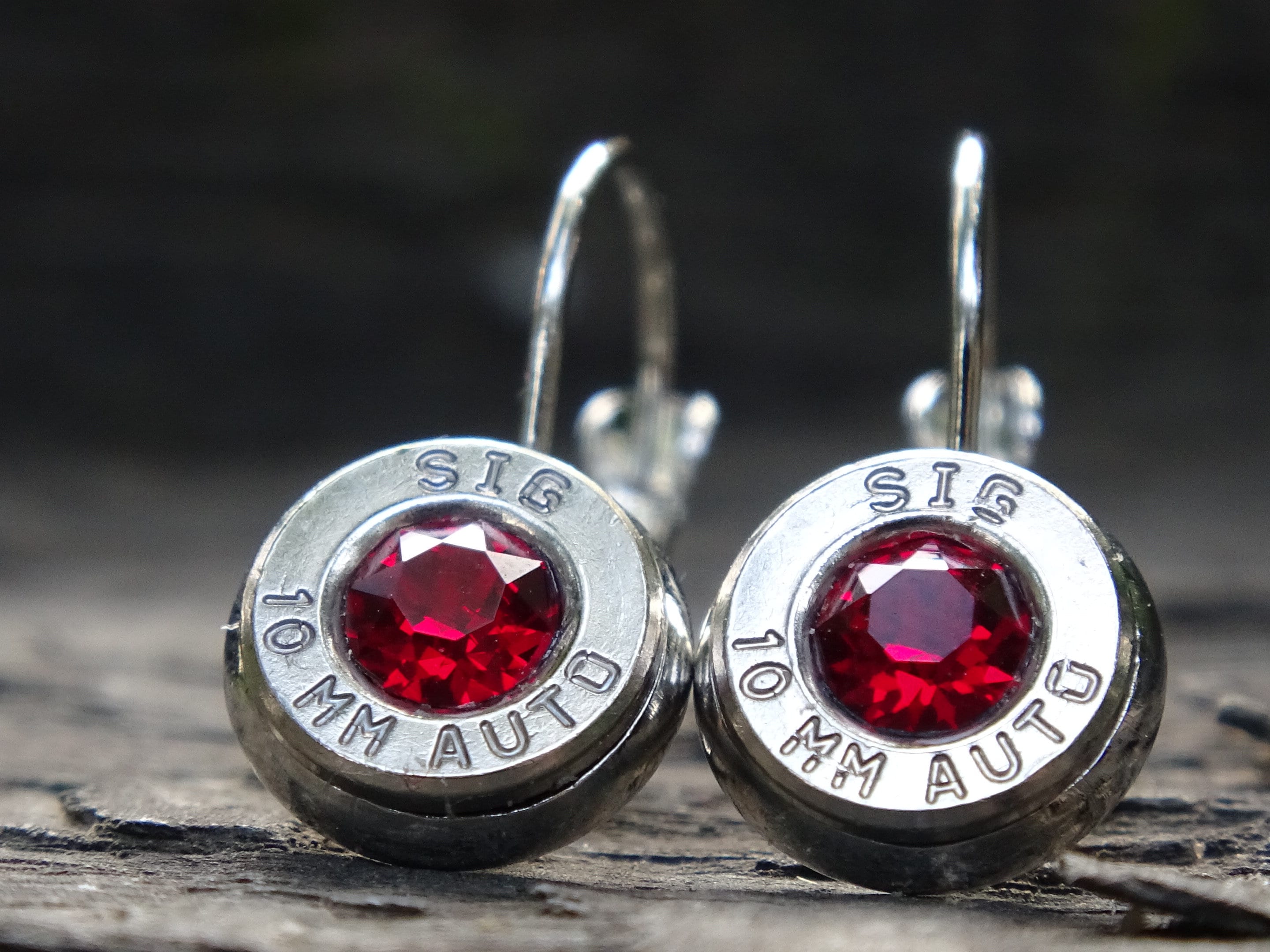 Lever back bullet earrings 10mm Garnet (etsy image id: 5154078445)