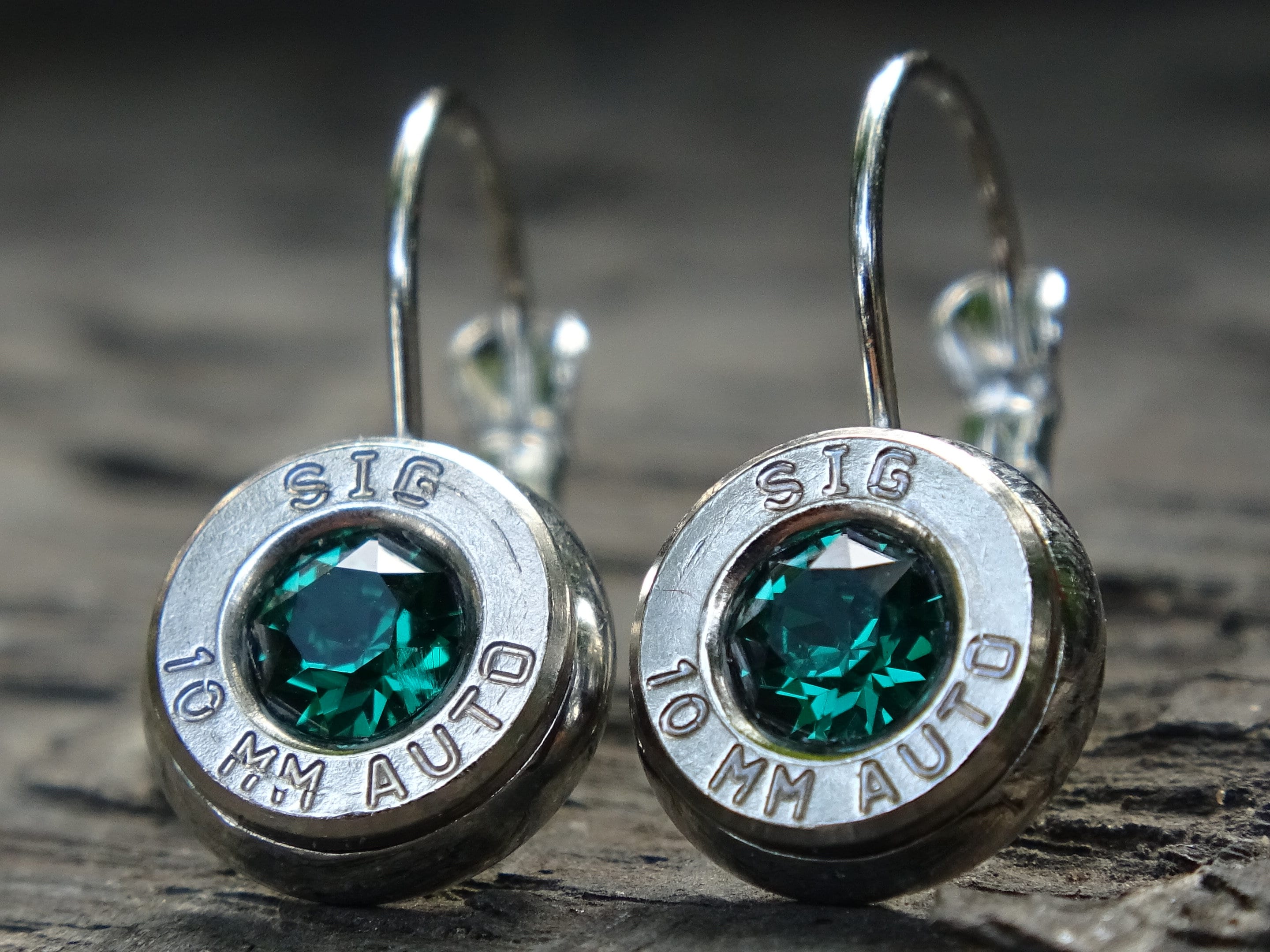 Lever back bullet earrings 10mm Emerald (etsy image id: 5154081209)